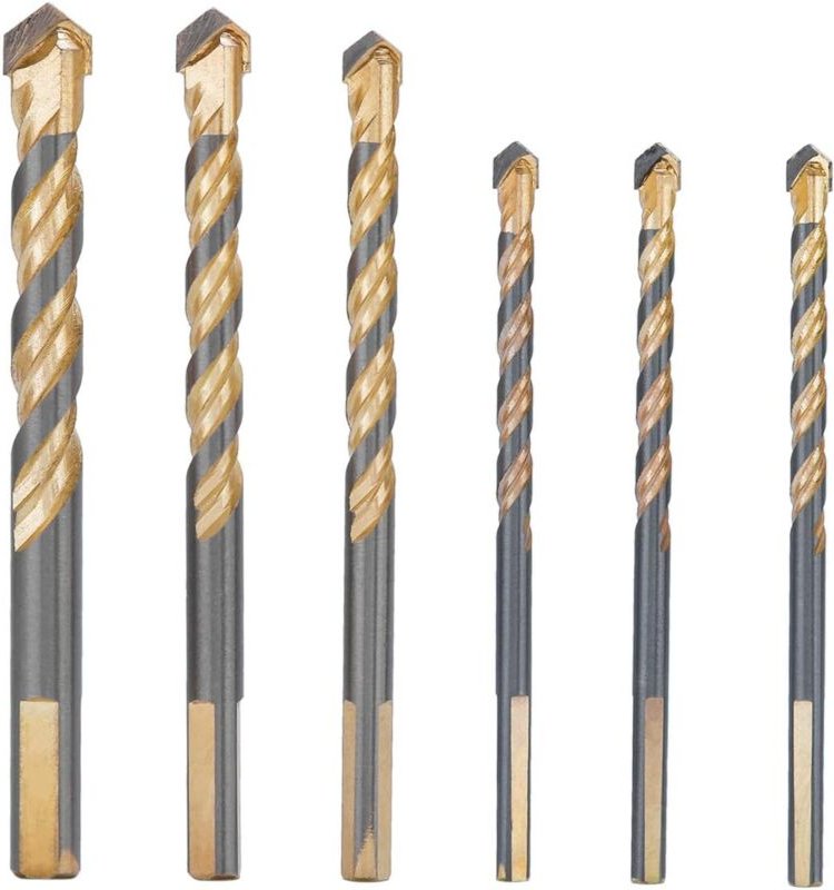 6 Stück Wolframkarbid-Steinbohrer, Dreiecksbohrer, Metallbohren für Fliesen/Beton/Ziegel/Glas/Keramik, 3 x 6 mm, 1 x 8 m...