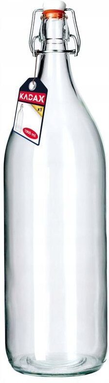 Glasflasche, Obstlikörflasche, vintage Flasche aus Sodaglas, transparente Bügelflasche, Bügelv - Kadax