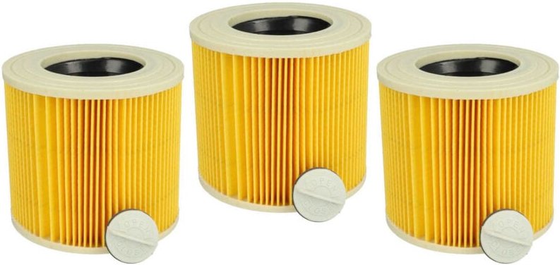 3x Faltenfilter kompatibel mit Stanley SXVC50XTDE Nass- & Trockensauger - Filter, Patronenfilter, gelb - Vhbw