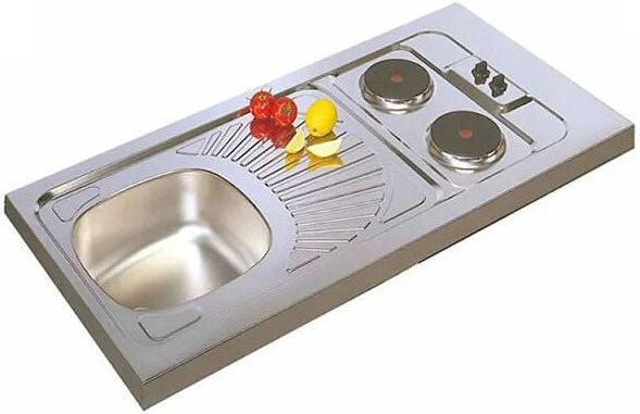 Spüle Set 100 x 60, mit Domino 2 elektrische Kochstellen