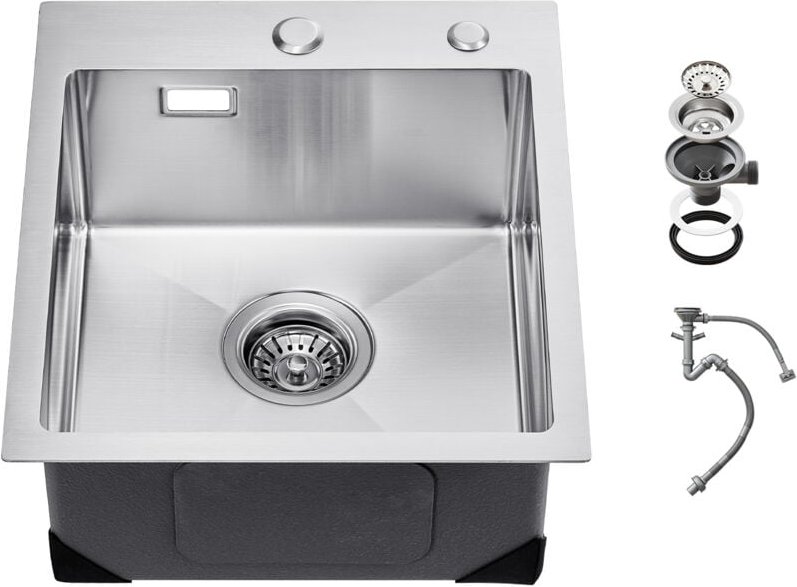 Mophorn Küchenspülen-Arbeitsstation, 40 cm Top Mount Spülen, Einzelbecken 304 Edelstahl, mit Zubehör für Wohnmobil, Küch...