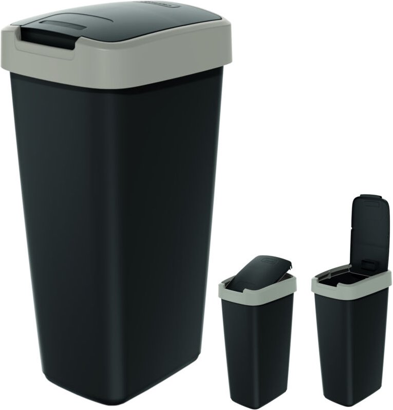 Thumbnail - Abfalleimer COMPACTA Q NSAB25 - hellbraun / schwarz