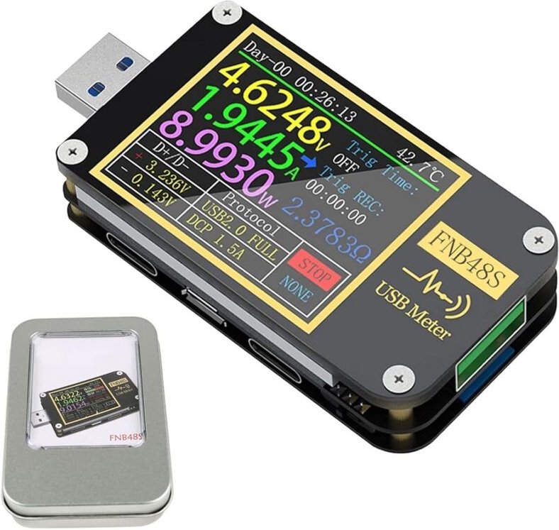 FNB48 pd usb Spannungsprüfer, usb 3.0 Voltmeter, dc 4-24V 6,5A Spannungs- und Stromprüfer, usb c Multimeter, pps, Schnel...