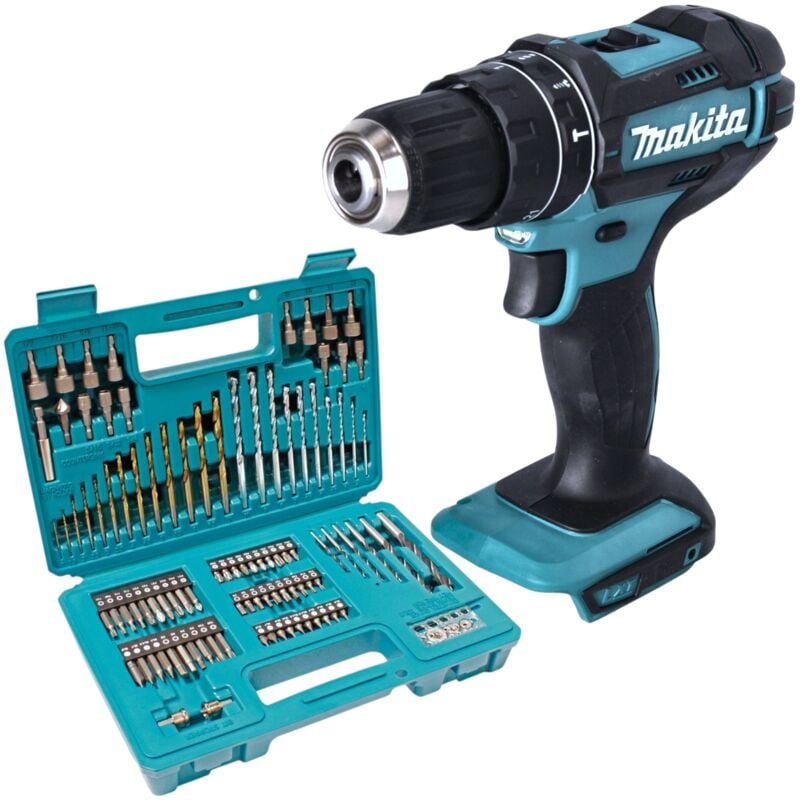 Dhp 482 z Akku Schlagbohrschrauber 18 v 62 Nm + 102 tlg. Bit Bohrer Set - ohne Akku, ohne Ladegerät - Makita