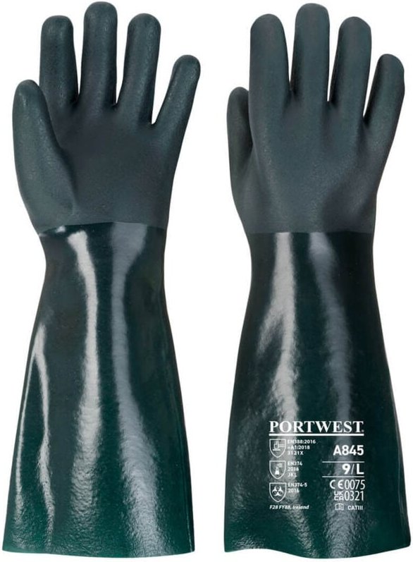 PVC-Handschuhe 45cm doppelt getränkt Grün XL - Größe 10