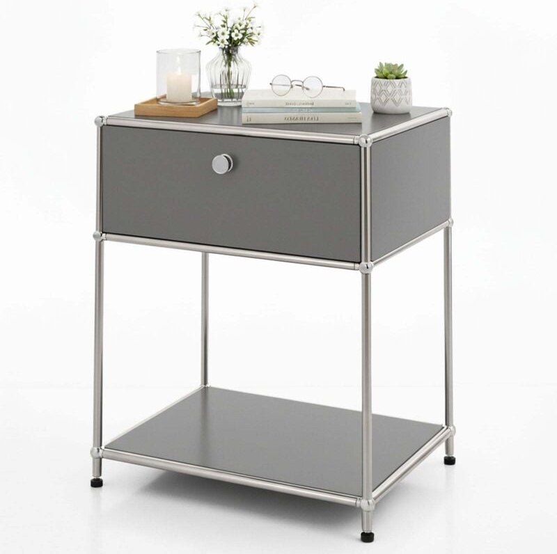 Metallregal Concept Epure MK-139 Beistell- & Aufbewahrungsregal mit Schublade & Ablagen Grau