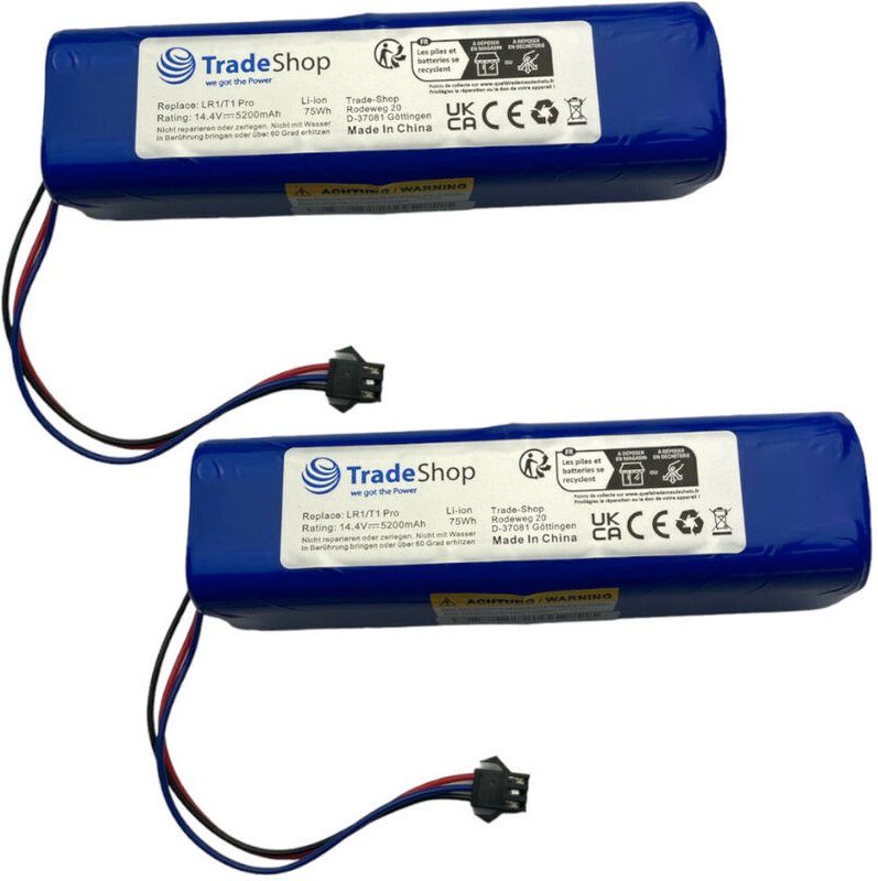 Trade-shop - 2x Li-Ion Akku 14,4V / 5200mAh für uoni V980 Pro, V980 Max, V980 Plus, S1, Xiaomi Viomi S9, Viomi D800, Vio...