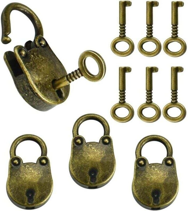 3 Stück Vintage-Vorhängeschloss aus Zinklegierung, 35 x 21 cm, Bärenform, rostfreies Mini-Vintage-Vorhängeschloss, strap...