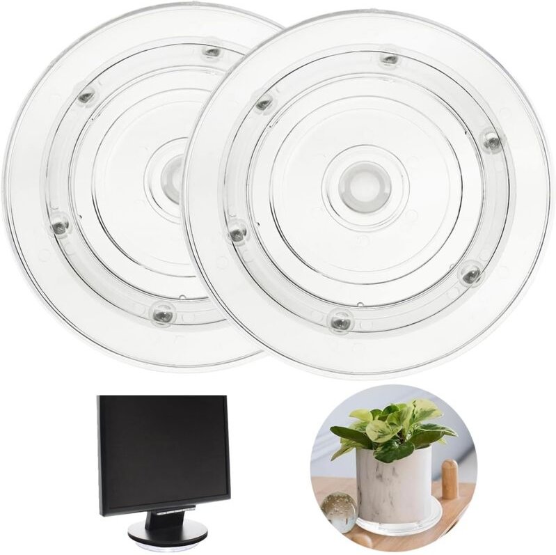 Sollbry - 2-teiliger Plattenspieler, 15 cm, universeller 360° drehbarer Plattenspielerständer, transparenter runder dreh...