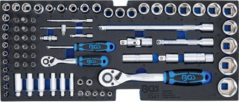 Schaumeinlage für Art. 3312: Steckschlüsselsatz 12,5 mm (1/2') + 6,3 mm (1/4') 77-tlg.