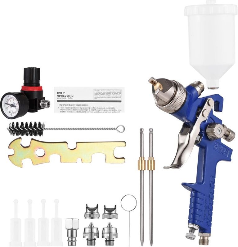Hvlp Spritzpistole Farbspritzpistole Schwerkraft-Luftpinsel-Malwerkzeug mit 3 Sprühdüsen für Automöbel (1,4/1,7/2,0 mm D...