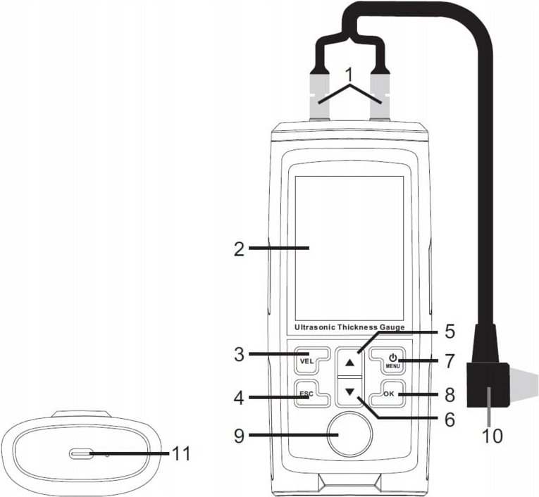 PRÄZISES ULTRASCHALL-DICKENMESSGERÄT, LESBARER BILDSCHIRM 2x SONDE 1-300mm