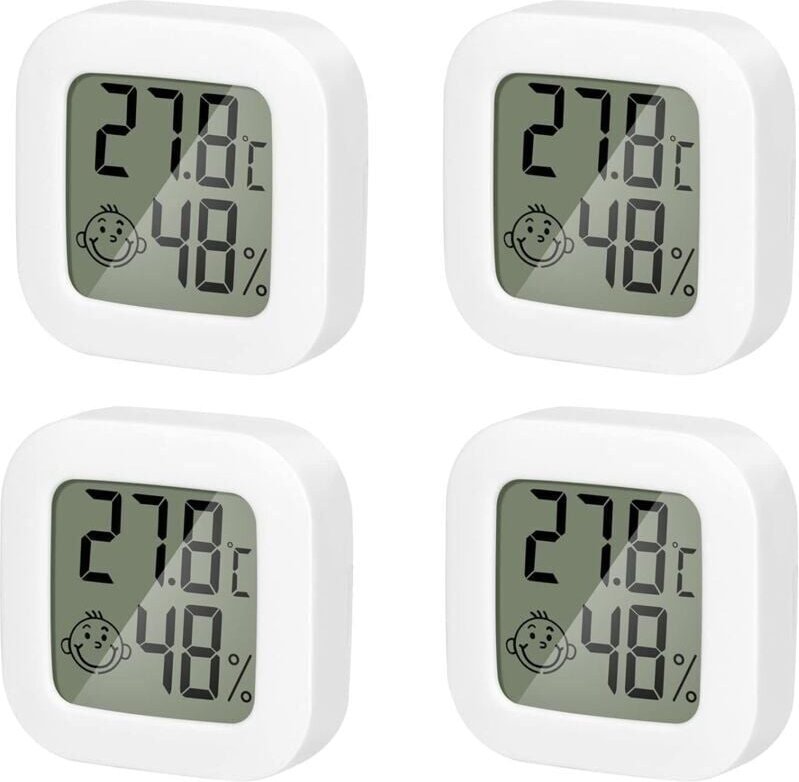 SNQ - 4er-Pack Innenthermometer, Mini-Thermometer, Hygrometer, hochpräziser Temperatur- und Feuchtigkeitsmonitor mit luf...