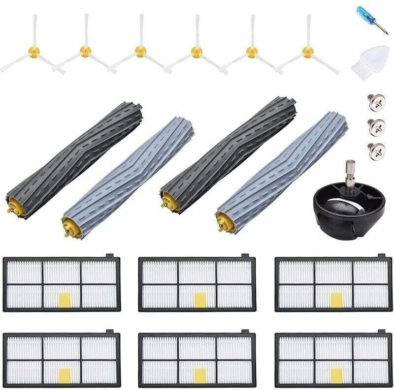 Zubehör für iRobot Roomba 800 900 980 960 971 895 860 824 880 2x HEPA-Filter 6x Seitenbürsten 4x Walzenbürste 1x Rad