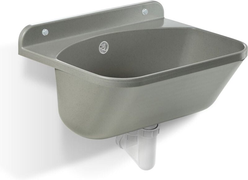 Gospo Ausgussbecken mit Siphon, Waschbecken 46 x 36 x 20 cm, für Waschraum, Garage, Keller, Waschküc