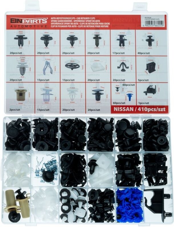 Stifte und Clips speziell für Nissan – 410-teiliges Set.
