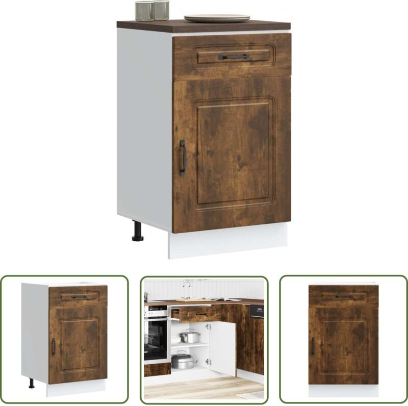 The Living Store - vidaXL Küchenunterschrank Kalmar Räuchereiche Holzwerkstoff