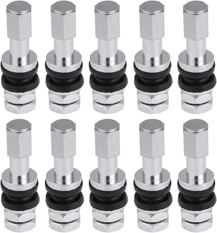 10 Stück TR43E Metallventilschäfte für schlauchlose Reifen für Autos, LKWs und Motorräder mit Staubkappe - KZQ