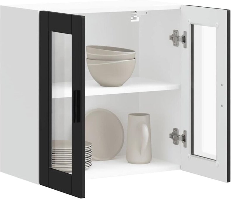 Küchen-Hängeschrank mit Glastür Porto Schwarz Vidaxl