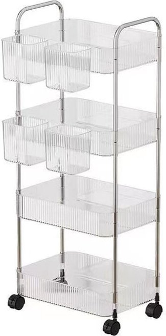 Tonchean - Klarer Acryl-Aufbewahrungs-Organizer, Kosmetik-Aufbewahrungswagen, Toilettenartikel-Organizer, Nachttisch, 4-...