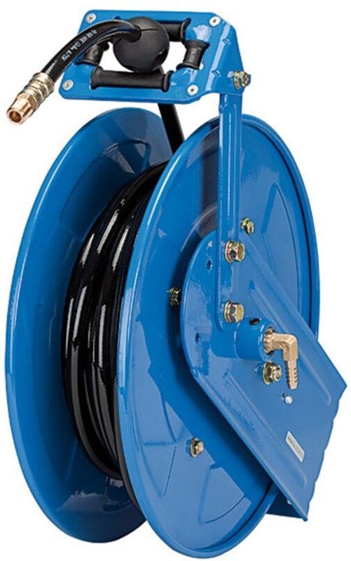 Schlauchaufroller, Druckluft/Wasser, PU-Schlauch Durchmesser 16x11, Länge 15 m - Riegler