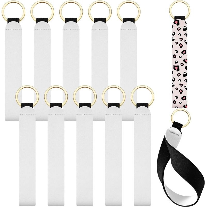 10 Stück Sublimation Blank Neopren Handgelenk Lanyards Strap Weiß Neopren Armband Schlüsselanhänger Handgelenk Lanyard S...