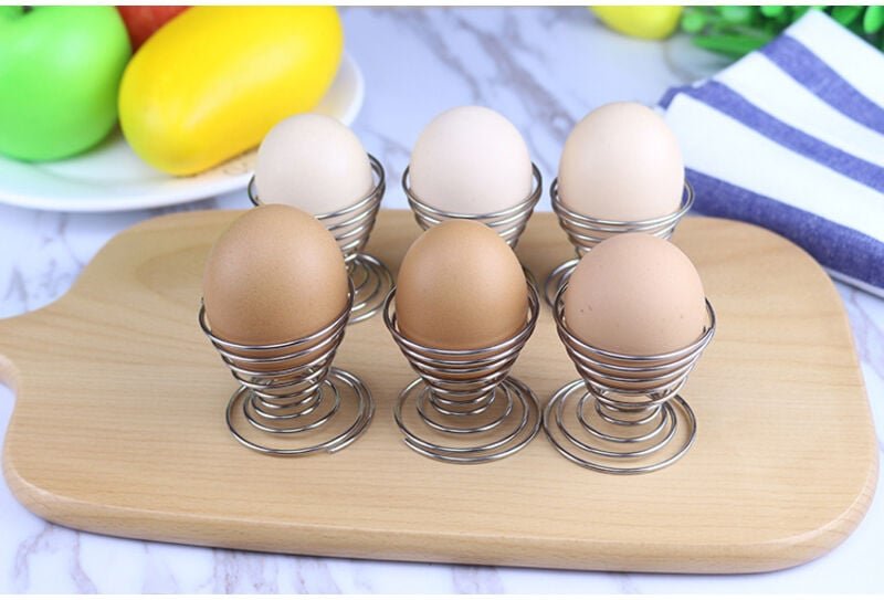 Gekochte Eierbecher-Set, 6 Stück, Edelstahl, Springform-Tablett zur Aufbewahrung gekochter Eier, Frühstücksset für die K...