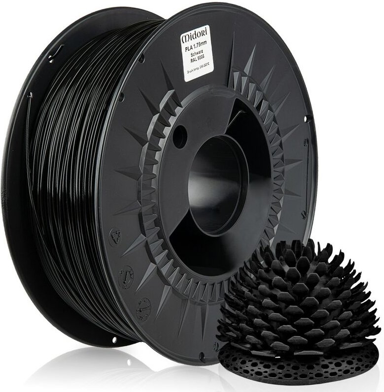2 x Midori 3D Drucker 1,75mm pla Filament 1kg Spule Rolle Premium Schwarz RAL9005