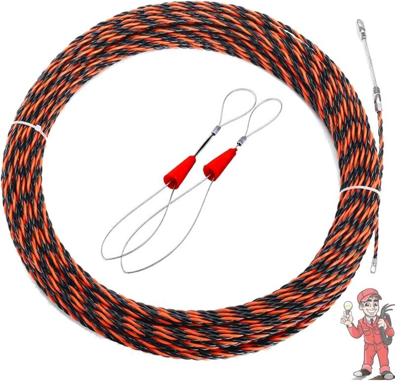 Crediri 50 m Polyester-Kabelabzieher, Klebeband-Wandkabelabzieher, Elektrokabelabzieher