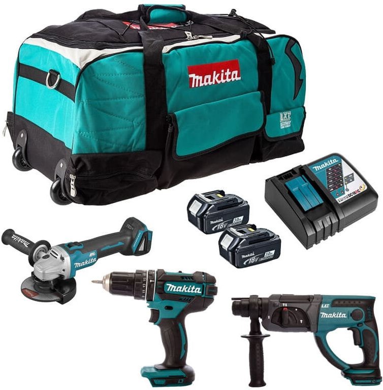 18V (2x3.0 Ah) Werkzeug 3er Pack in einer Trolleytasche - MAKITA DLXCBO038