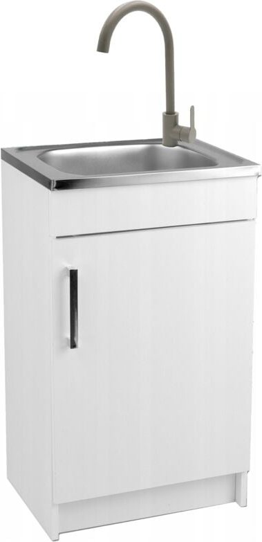 STAMAR Küchenschrank 50x40 - Weiß - mit Edelstahlspüle und Olivenarmatur - kompakt und praktisch