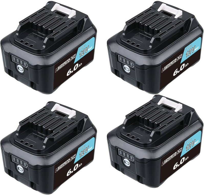 Thumbnail - Pdstation - 4Pcs 12V 6,0Ah Li-Ionen-Ersatzbatterie für Makita BL1015 BL1016 BL1020B BL1021B BL1040 BL1041B