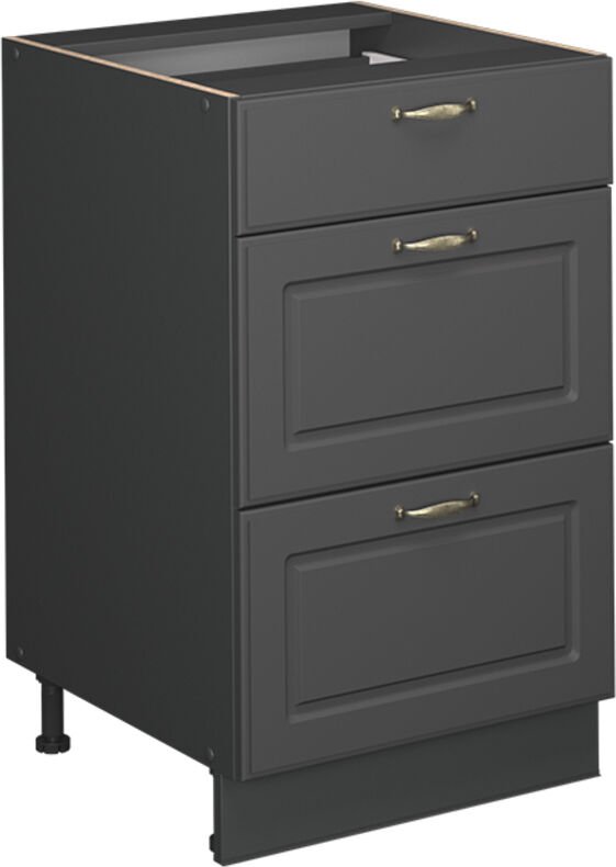 Küchenunterschrank Fame-Line, Anthrazit-Gold Landhaus, 50 cm ohne Arbeitsplatte, Vicco