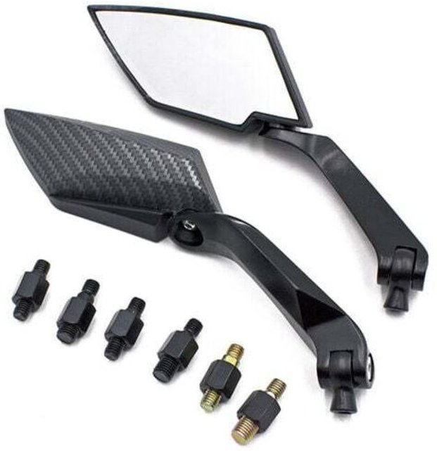 Motorrad-Rückspiegel, Universal-Aluminium-Motorrad-Rückspiegel (schwarz), 2 Stück (1 Paar)