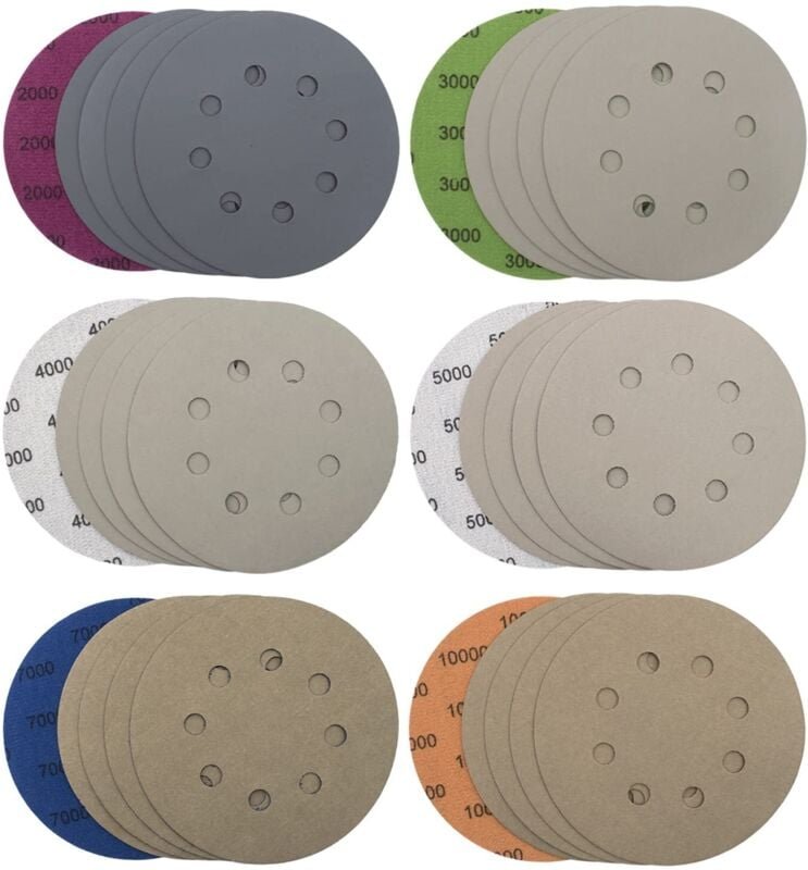Thumbnail - 30 Stück Schleifscheiben 125 mm 8 Löcher Schleifscheiben Nass-Trocken-Schleifpapier Exzenterschleifer-Pads Schleifpapier...