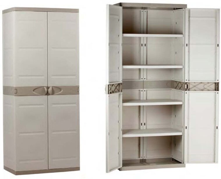 Kunststoffschrank 4 Regale 70x44x176 cm beige 9203