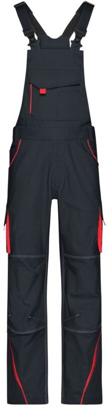 James & Nicholson Funktionelle Latzhose JN848 Gr. 60 carbon/red