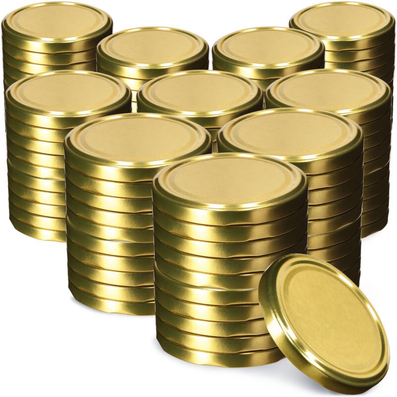 Schraubdeckel fi100 mm, aus Metall, für Einmachgläser, 100 Stück, Gold - Kadax