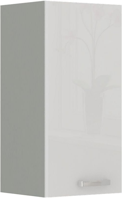 Küche Hängeschrank 30 Bianca Weiß Hochglanz + Grau Küchenzeile Küchenblock