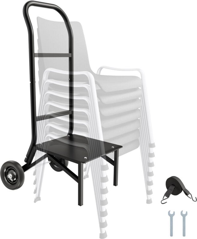 Klappbarer Stuhlständer, 68 kg Tragkraft, Klappstuhlwagen zum Stapeln von 10 Stühlen, multifunktionaler Stuhlwagen aus M...
