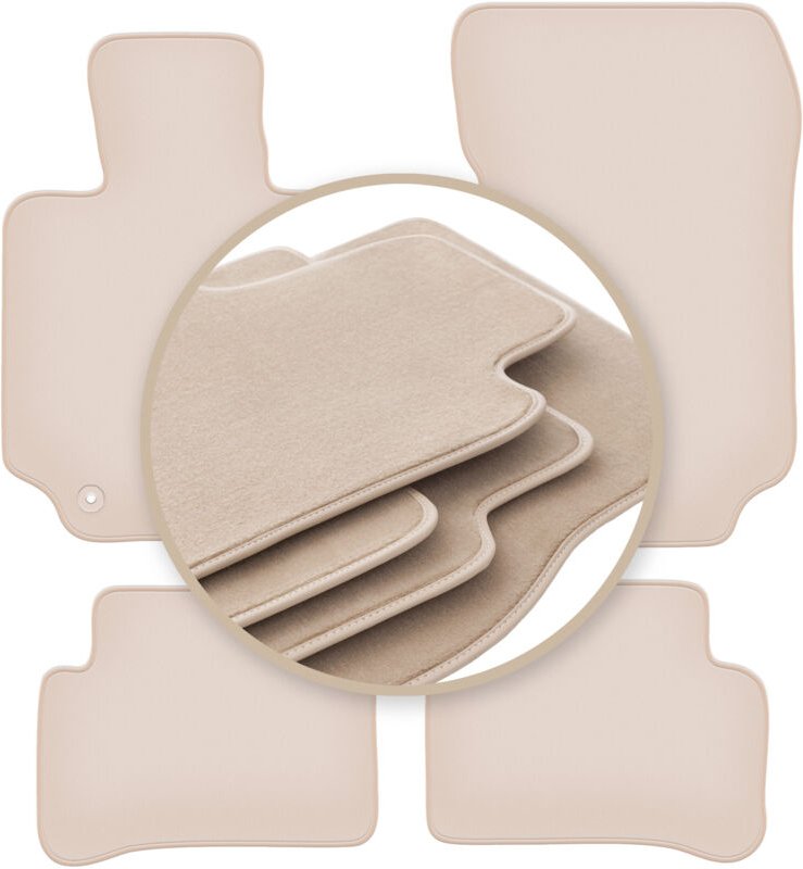 PREMIUM beige Matten für: Mercedes E W212 Limousine, Kombi, Coupé 2009-2016