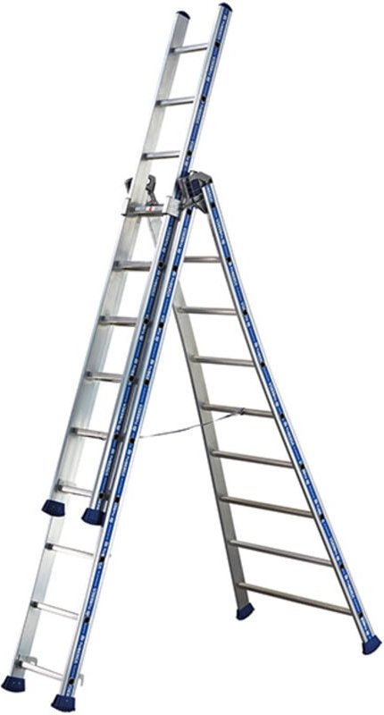 Echelle transformable 3 plans 3x7 marches - Hauteur de travail max 5,8m - 2443607