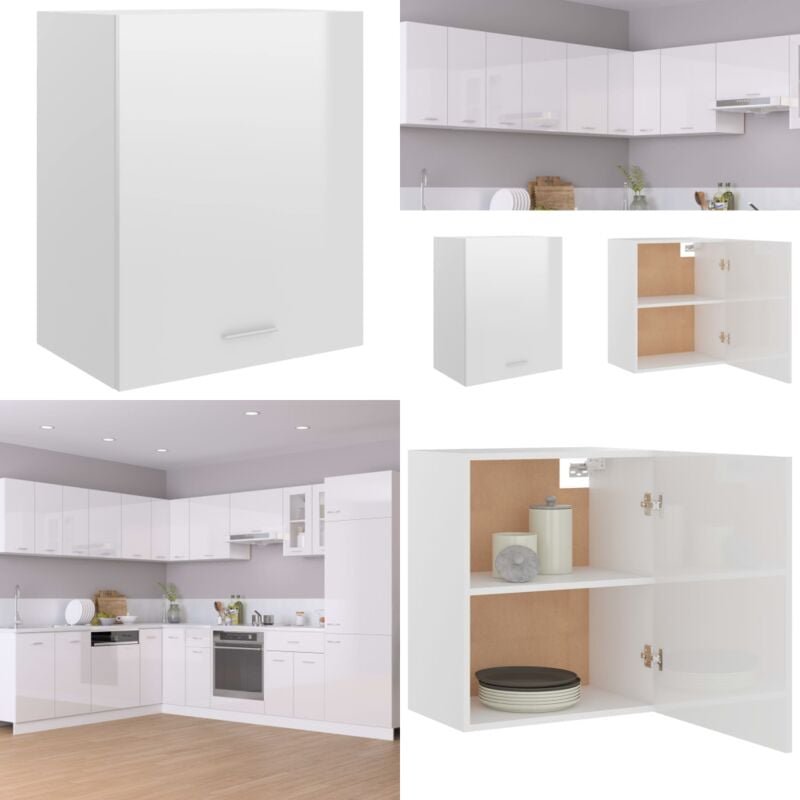 Hängeschrank Hochglanz-Weiß 50x31x60 cm Holzwerkstoff - Küchenregal - Hängeschrank - Weißer Schrank - Holzschrank - Wohn...