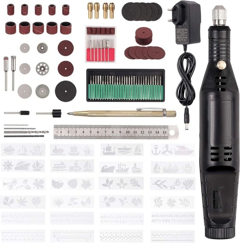 130-teiliges elektrisches Rotationswerkzeug-Set, ergonomischer Griff mit 30 Schleifnadeln