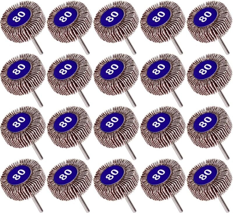 Tinor - Packung mit 20 Lamellenscheiben mit Körnung 80, Schleifpapier-Polierscheibe Dremel Lamellenscheibe 10 mm