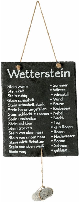 Spetebo - Wetterstation mit Schiefertafel - 25 x 20 cm - lustige Wetterwarte mit Stein zum Hängen