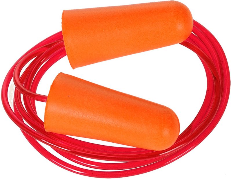 Pack mit 200 Paar PU-Schaumstoff-Ohrenstöpseln + orangefarbenem Kabel