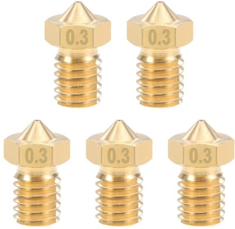 5 Stück 3D-Druckerdüsen, 0,3 mm, Messingdüsen für 1,75 mm Filament, e3d V5 – V6 3D-Drucker