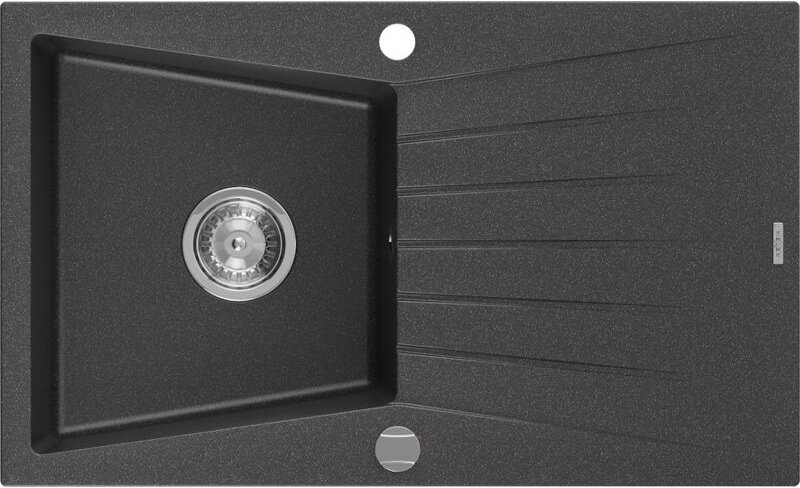 Mexen Cesar Granitspüle mit einem Becken und einer Abtropffläche 775 x 470 mm, Schwarz gesprenkelt -