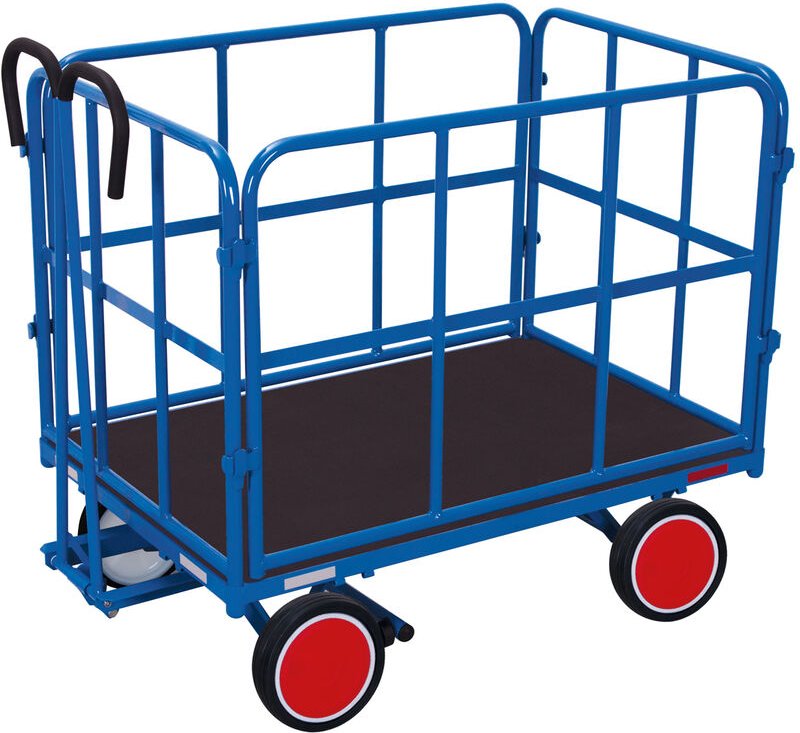 VARIOfit Handpritschenwagen mit 4 Rohrgitterwänden und Vollgummibereifung 940x700mm